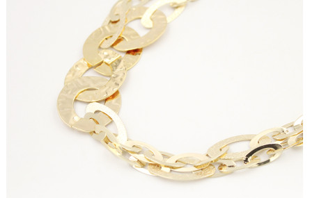 Collar cadena doble eslabón rugoso y liso dorado c