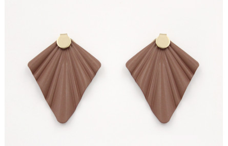 Pendientes perno disco con presión oro mate con tr