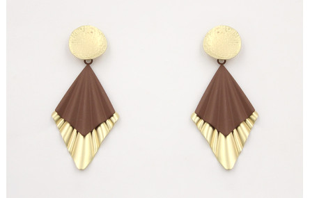 Pendientes perno disco oro mate con colgante trian