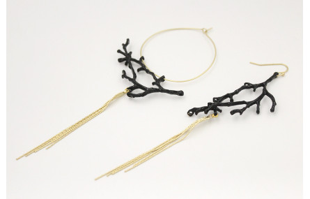 Pendientes irrregulares rama de coral esmaltada ne