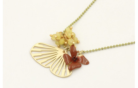 Collar cadena bolas esmalte verde pistacho, colgan