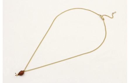 Solitario cadena eslabón plano dorado mate con col