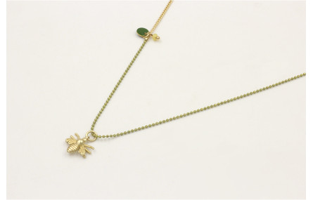 Collar de 2 cadenas una cadena bolas esmaltada pis