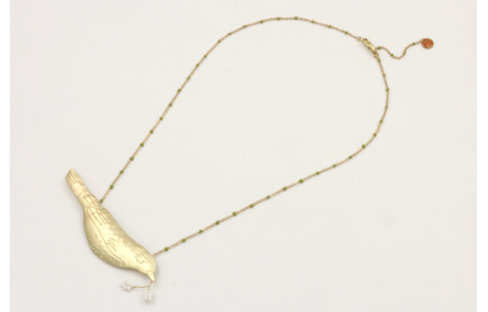 Collar cadena micro esmalte verde con colgante paj