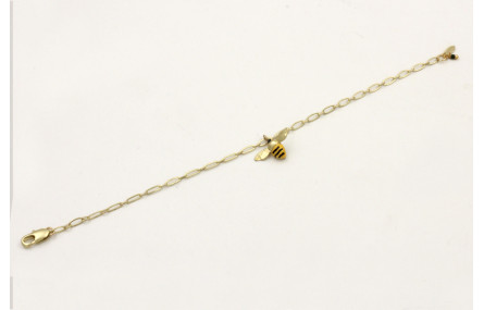 Pulsera cadena ovalos dorado mate con colgante abe