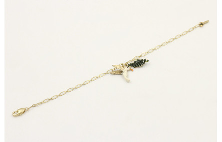 Pulsera cadena ovalos dorado mate con colgante col