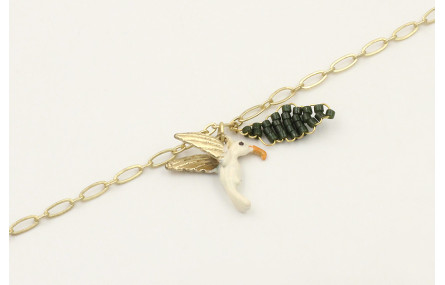 Pulsera cadena ovalos dorado mate con colgante col