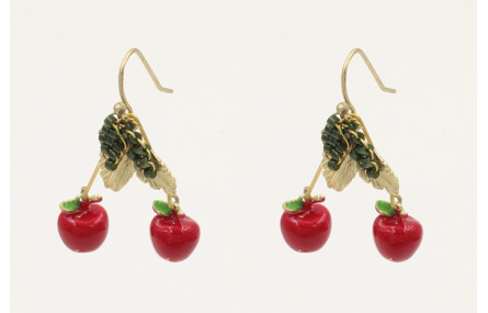 Pendientes perno sencillo con manzanas esmaltadas 