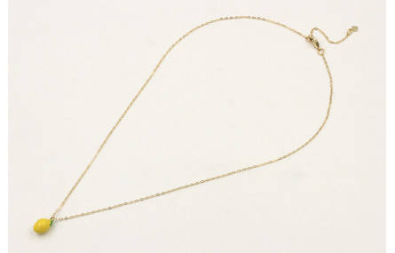 Solitario cadena eslabón dorado con limón esmaltad