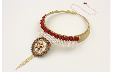 Collar rigido forrado con litones de perlas,gotas 