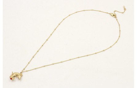 Solitario cadena micro bolas dorado mate con colga