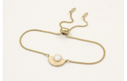 Pulsera cadena eslabón plana dorada mate con entre