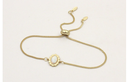 Pulsera cadena eslabón plana dorada mate con entre