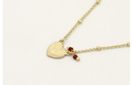 Solitario cadena micro bola dorada mate con colgan