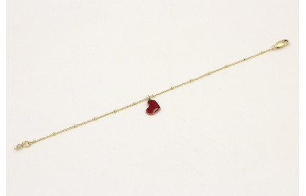 Pulsera cadena micro bola dorada mate colgante cor