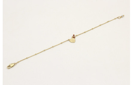 Pulsera cadena micro bola dorada mate con colgante