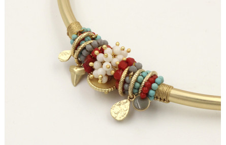 Collar seda rellena naranja tubo curvado curvado d