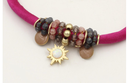 Pulsera seda rellena fucsia colgante estrella cris