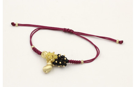 Pulsera hilo granate nudo serpiente con caracolill