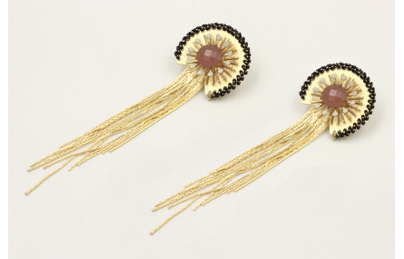 Pendientes medusa, semicirculo miyuki negro cosido