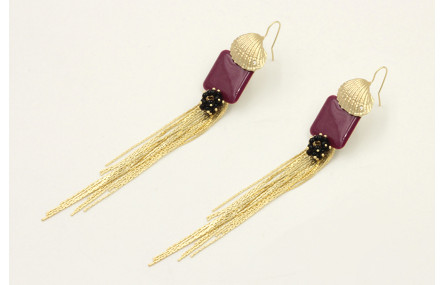 Pendientes perno concha  colgante cuadrado esmalta