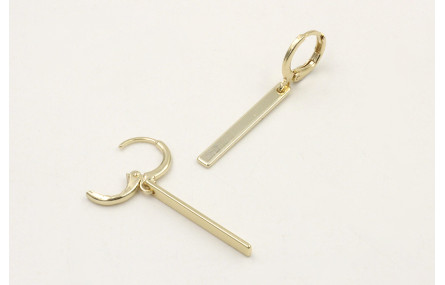 Pendientes cierre aro dorado con colgante listón d