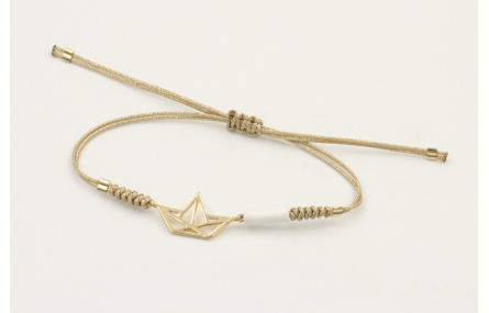 Pulsera hilo dorado palido con nudo serpiente y ba