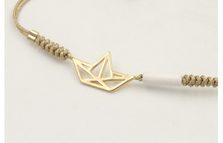 Pulsera hilo dorado palido con nudo serpiente y ba