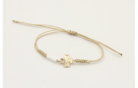 Pulsera hilo dorado palido con nudo serpiente y tr