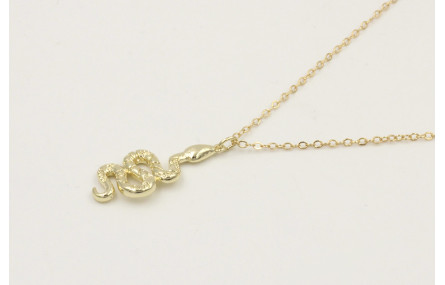 Solitario cadena eslabón pequeño dorado con colgan