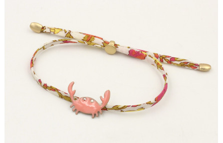 Pulsera lazo liberty flores rosa, lima y naranjas 