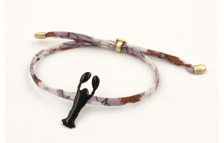 Pulsera lazo liberty lila con flores marrones y bl