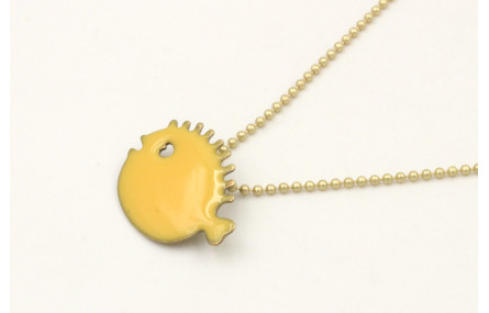 Solitario cadena bolas dorado mate con colgante pe