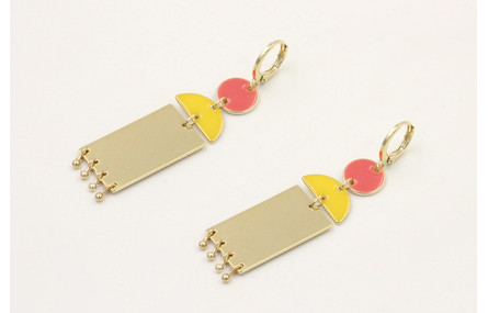 Pendientes cierre aro dorado con disco esmaltado c