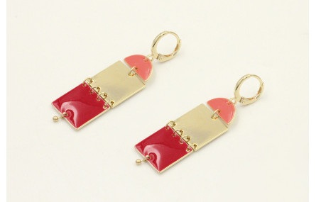 Pendientes cierre aro dorado con semicirculo esmal