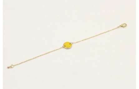 Pulsera cadena eslabón pequeño dorado con circulo 