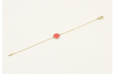 Pulsera cadena eslabón pequeño dorado con circulo 