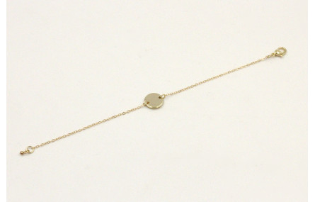 Pulsera cadena eslabón pequeño dorado con circulo 