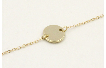Pulsera cadena eslabón pequeño dorado con circulo 