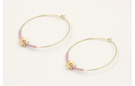 Pendientes de acero inoxidable aro grande estrella