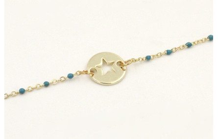 Pulsera cadena acero inoxidable micro esmlate azul