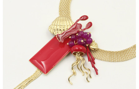 Collar cadena plana dorada mate con rectangulo esm