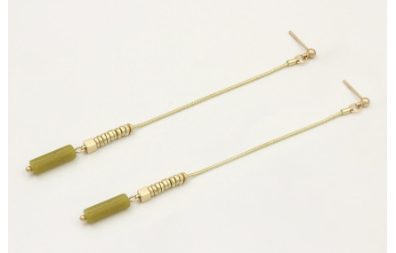 Pendientes perno bolita oro mate cadena cordón con