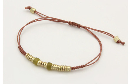 Pulsera hilo macramé oro rosa nudo serpiente con d