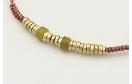 Pulsera hilo macramé oro rosa nudo serpiente con d