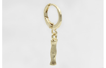 Singel earring cierre aro dorado, colgante letra I