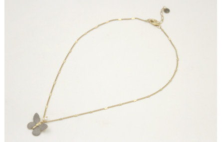 Collar cadena eslabón plano con corazones intercal