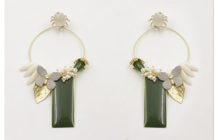 Pendientes perno de pistilos grises con brillo bla