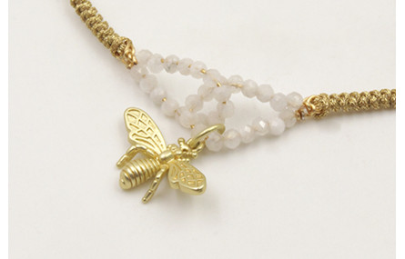 Pulsera hilo fino nudo serpiente con aros piedra c