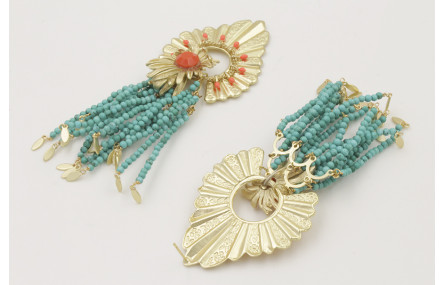 Pendientes hoja estriada y nénufar con brillo cora